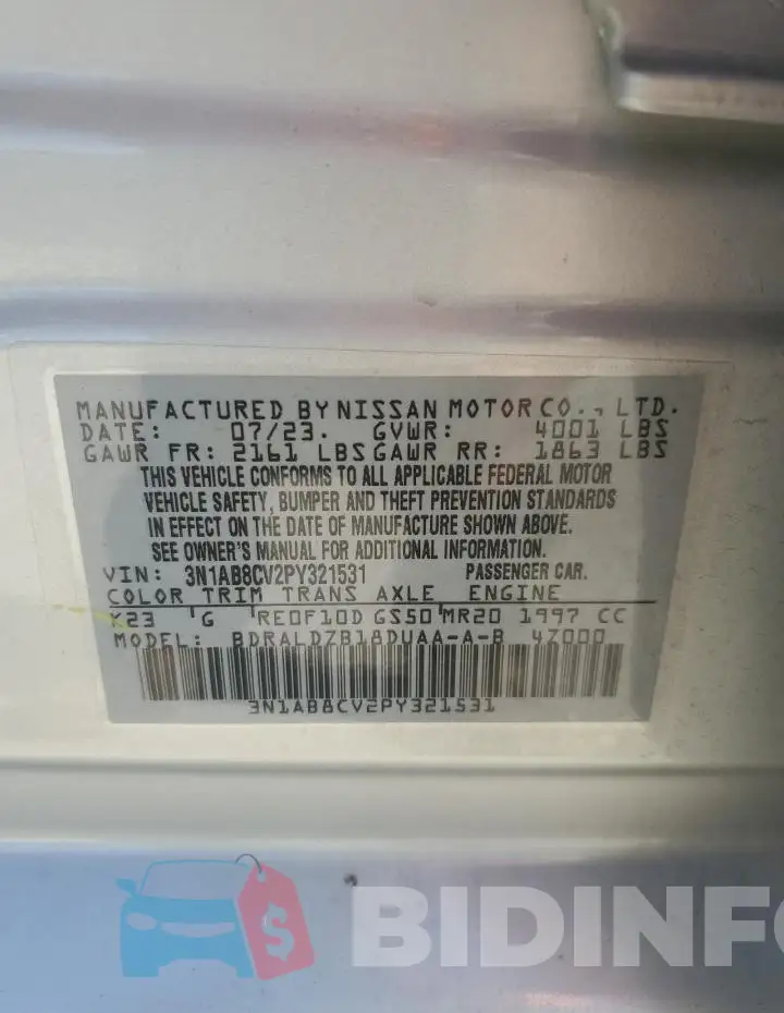3N1AB8CV2PY321531 Photo# 12