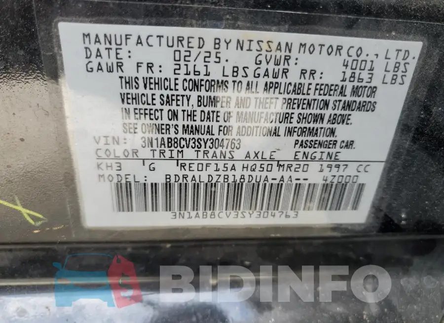 3N1AB8CV3SY304763 Photo# 12