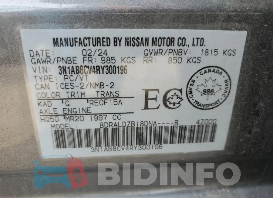 3N1AB8CV4RY300196 Photo# 12