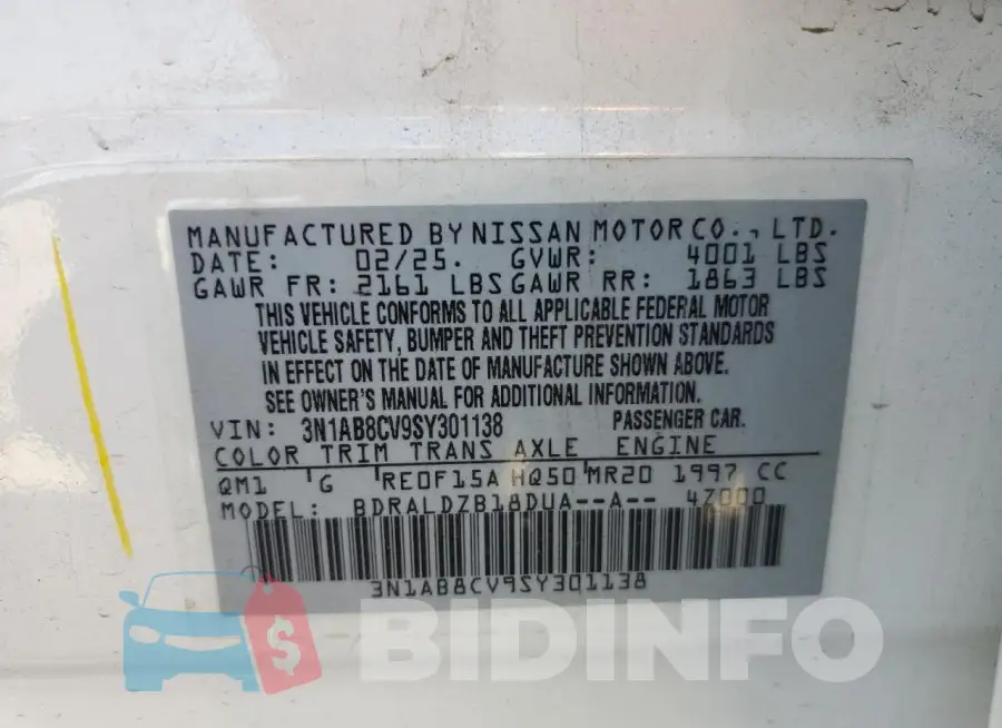 3N1AB8CV9SY301138 Photo# 12