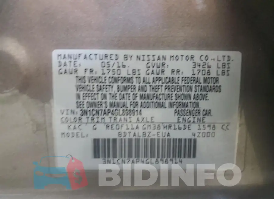 3N1CN7AP4GL898914 Photo# 12