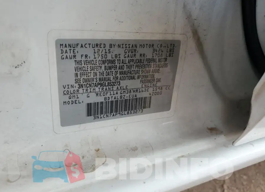 3N1CN7AP9GL853273 Photo# 12