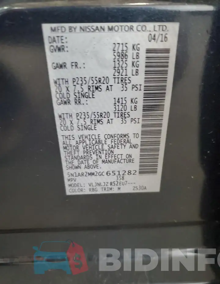 5N1AR2MM2GC651282 Photo# 13