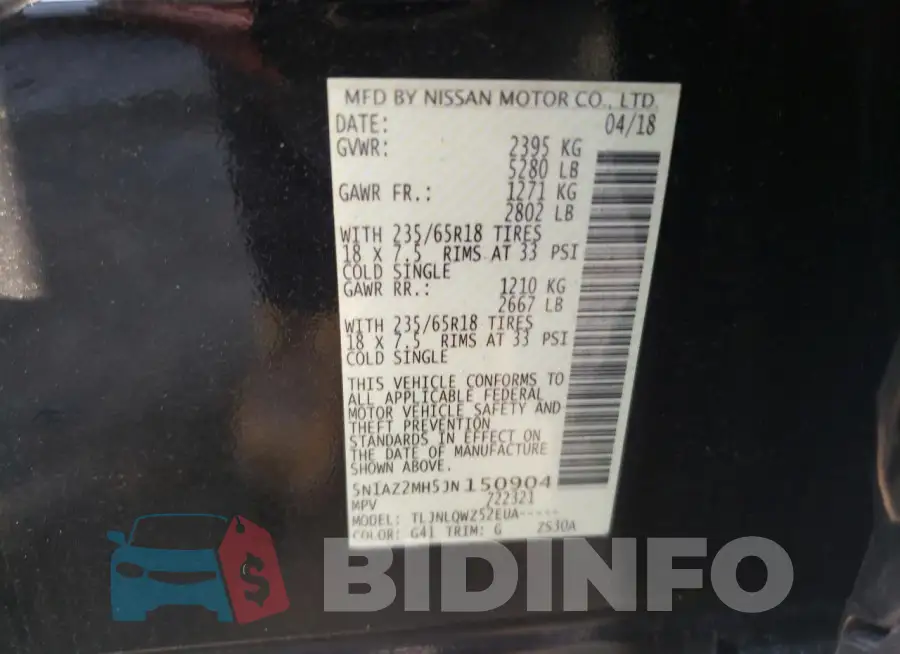 5N1AZ2MH5JN150904 Photo# 13