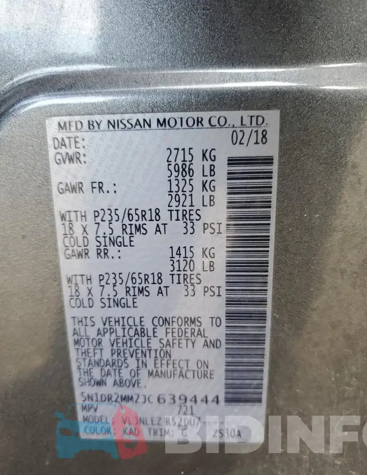 5N1DR2MM2JC639444 Photo# 13