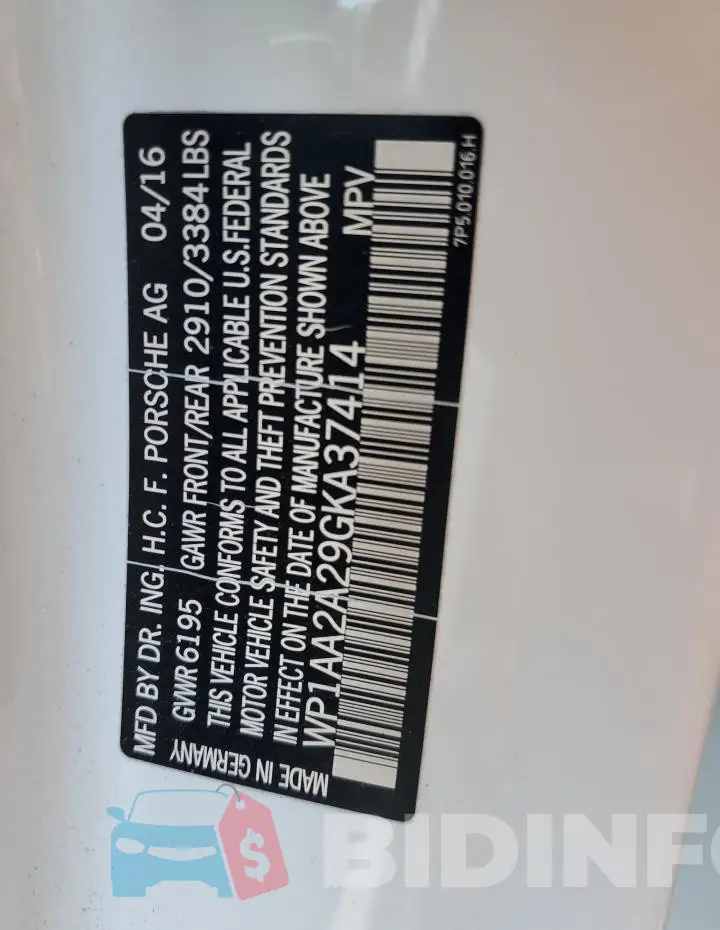 WP1AA2A29GKA37414 Photo# 14