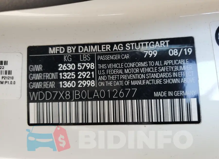 WDD7X8JB0LA012677 Photo# 13