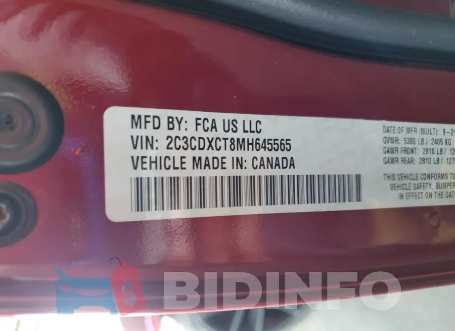 2C3CDXCT8MH645565 Photo# 13