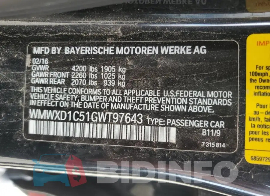 WMWXD1C51GWT97643 Photo# 13