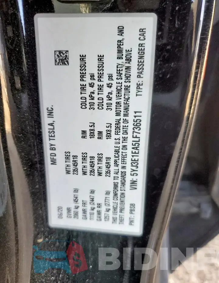 5YJ3E1EA5LF736511 Photo# 12