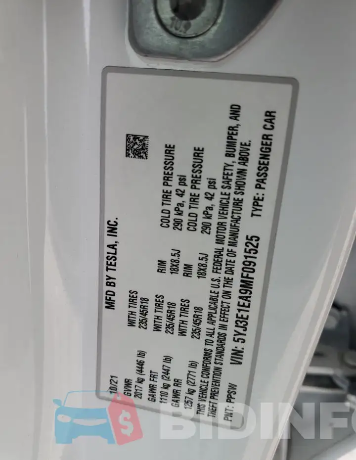 5YJ3E1EA9MF091525 Photo# 12