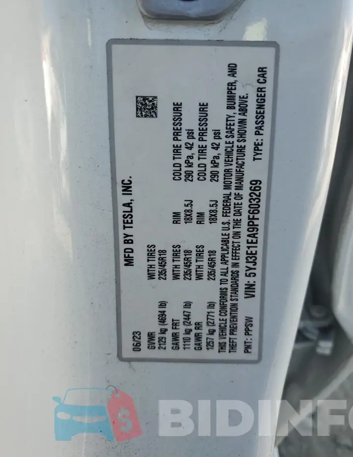 5YJ3E1EA9PF603269 Photo# 12