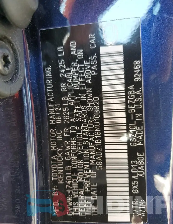 58ADZ1B16MU103820 Photo# 12