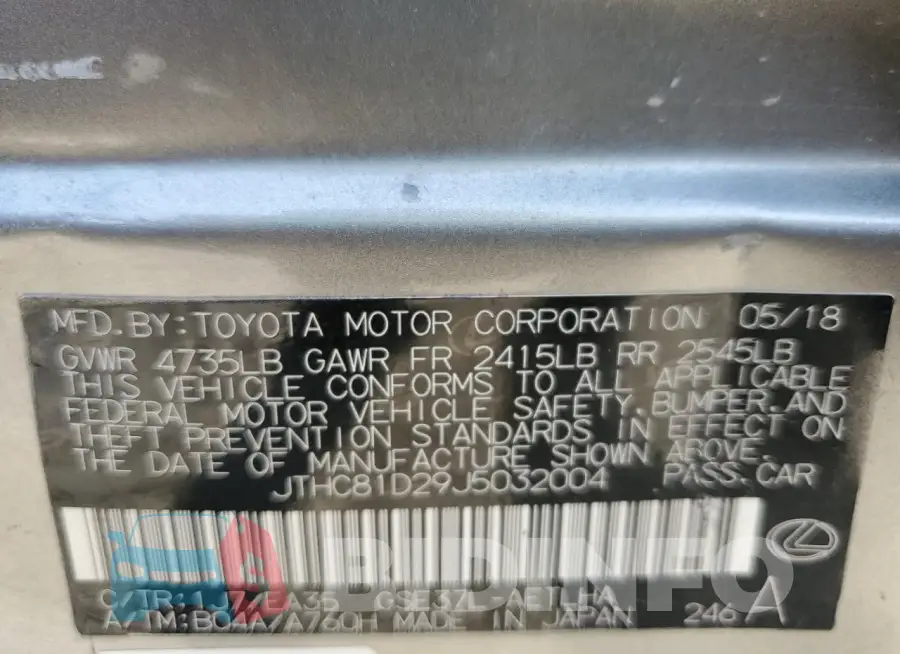 JTHC81D29J5032004 Photo# 12