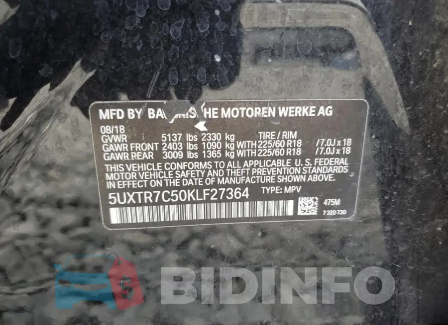 5UXTR7C50KLF27364 Photo# 13