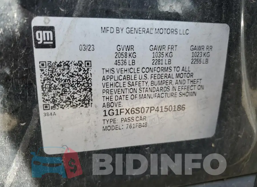1G1FX6S07P4150186 Photo# 13