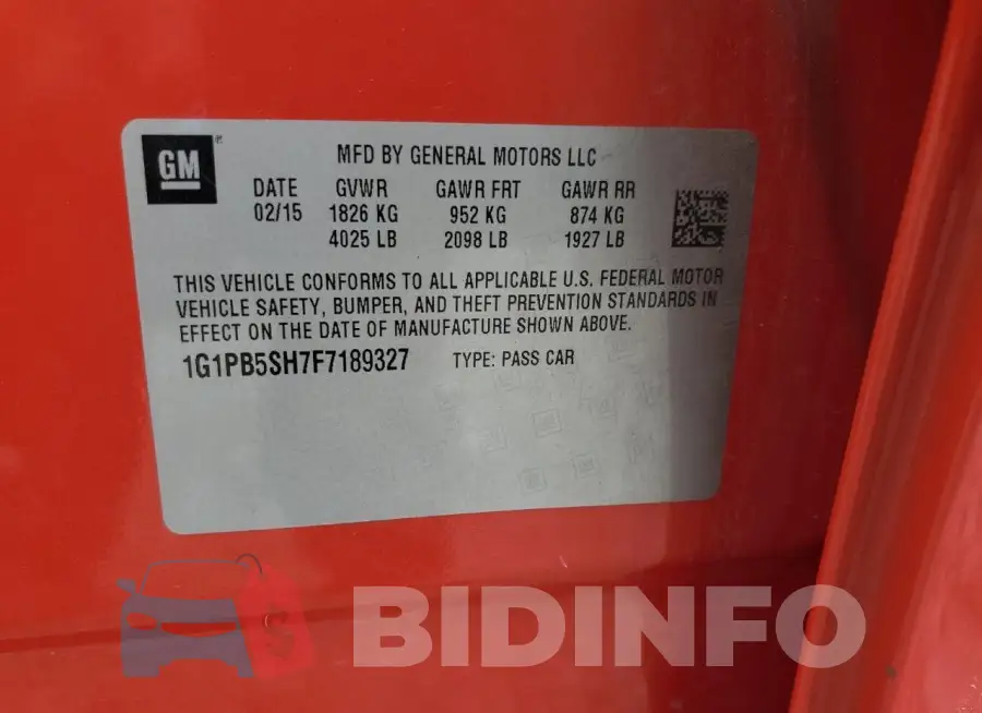 1G1PB5SH7F7189327 Photo# 13
