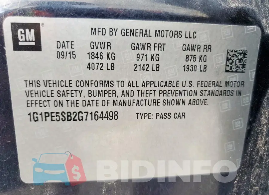 1G1PE5SB2G7164498 Photo# 12