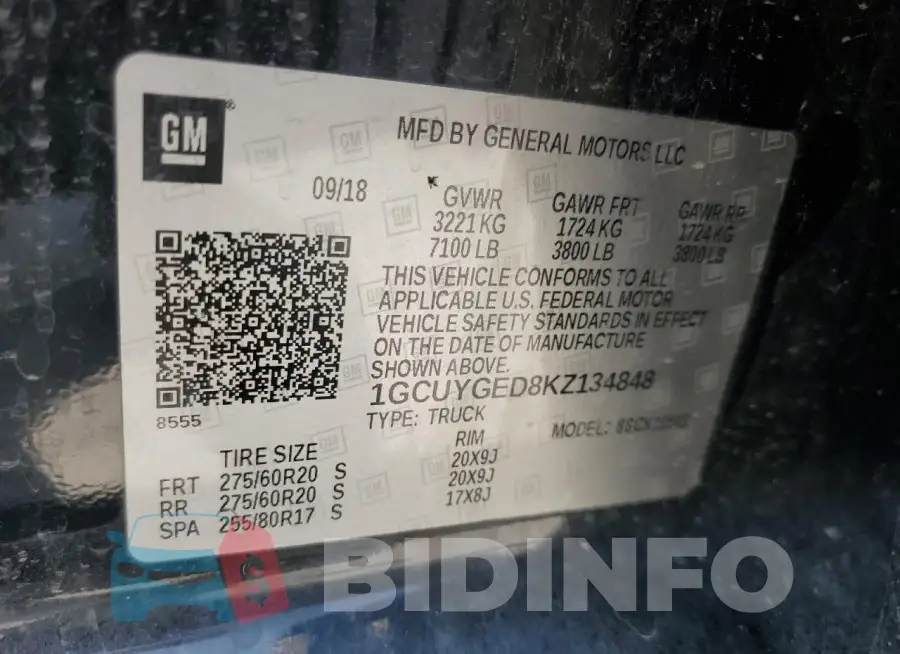 1GCUYGED8KZ134848 Photo# 13