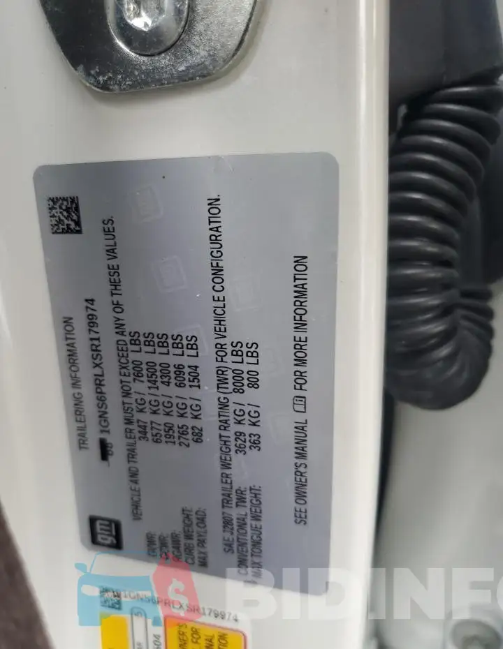 1GNS6PRLXSR179974 Photo# 13