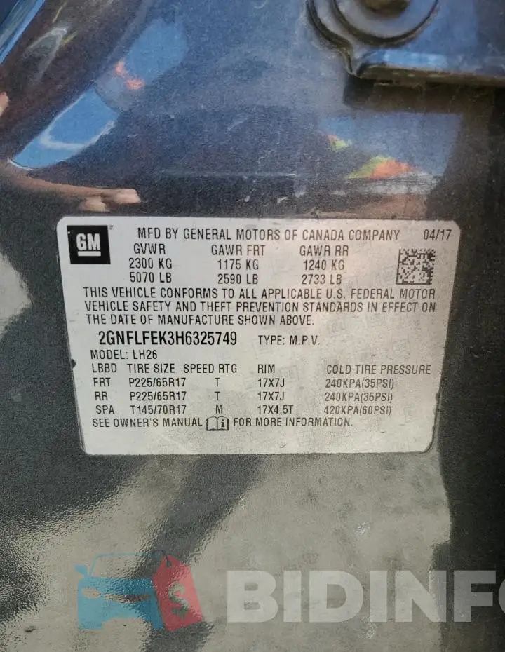 2GNFLFEK3H6325749 Photo# 13