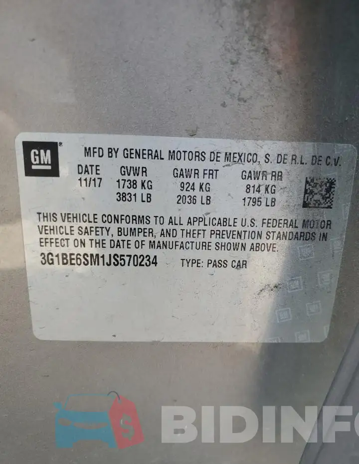 3G1BE6SM1JS570234 Photo# 12