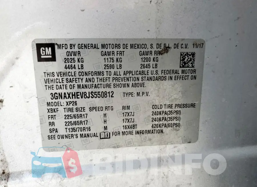 3GNAXHEV8JS550812 Photo# 12