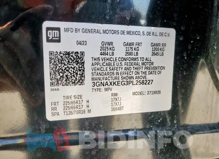 3GNAXKEG3PL258227 Photo# 13