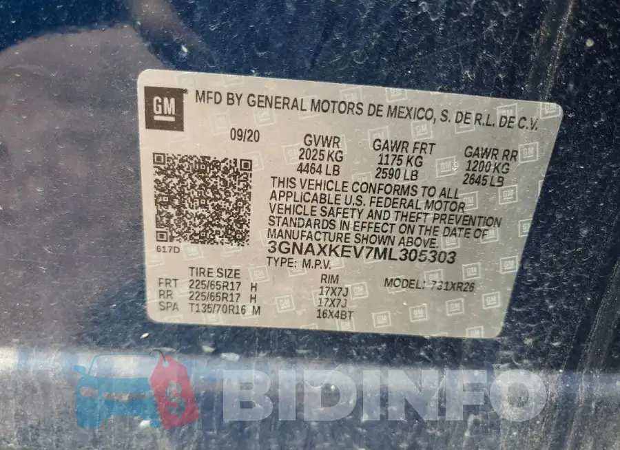 3GNAXKEV7ML305303 Photo# 13