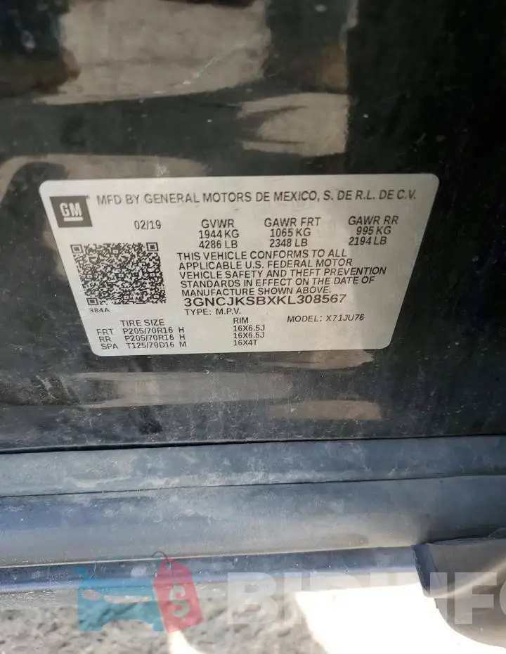 3GNCJKSBXKL308567 Photo# 12