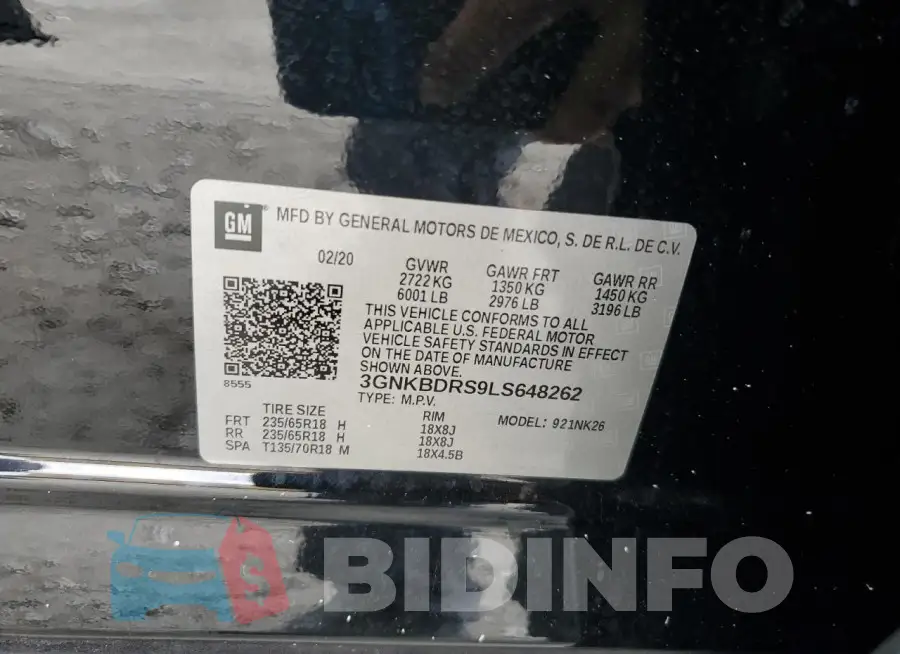 3GNKBDRS9LS648262 Photo# 14