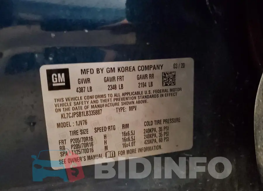 KL7CJPSB1LB335887 Photo# 13