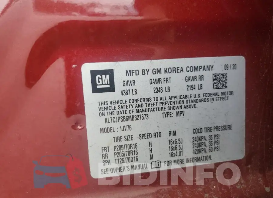 KL7CJPSB6MB327673 Photo# 13