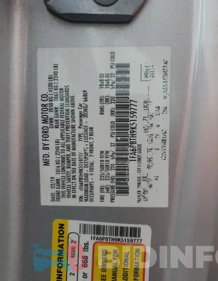 1FA6P8TH9K5159777 Photo# 13