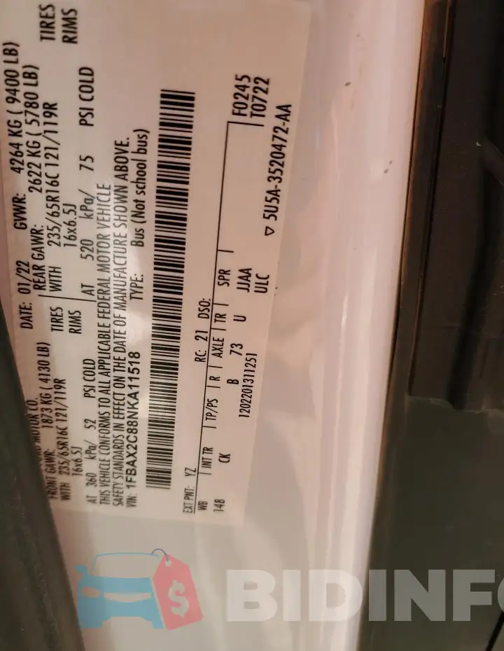 1FBAX2C88NKA11518 Photo# 13