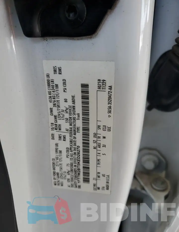 1FT7W2BT5KED26270 Photo# 12