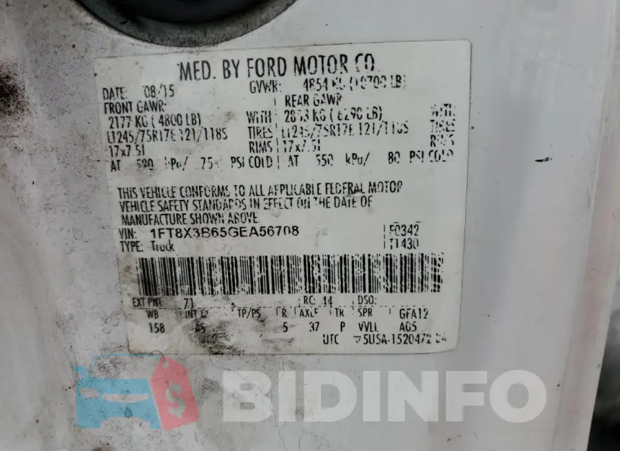 1FT8X3B65GEA56708 Photo# 12