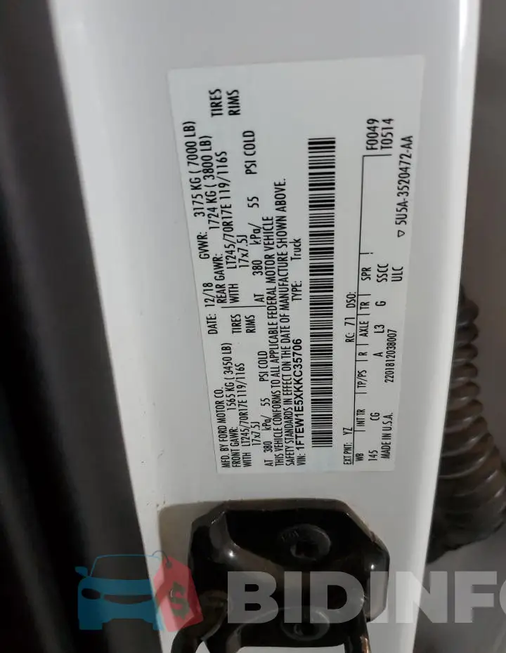 1FTEW1E5XKKC35706 Photo# 12