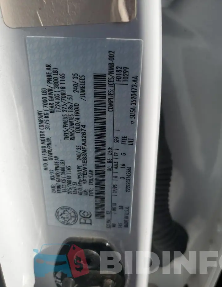 1FTEW1E83NFA82674 Photo# 12