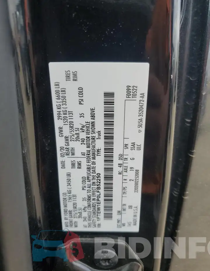 1FTEW1EP0LFB52250 Photo# 12