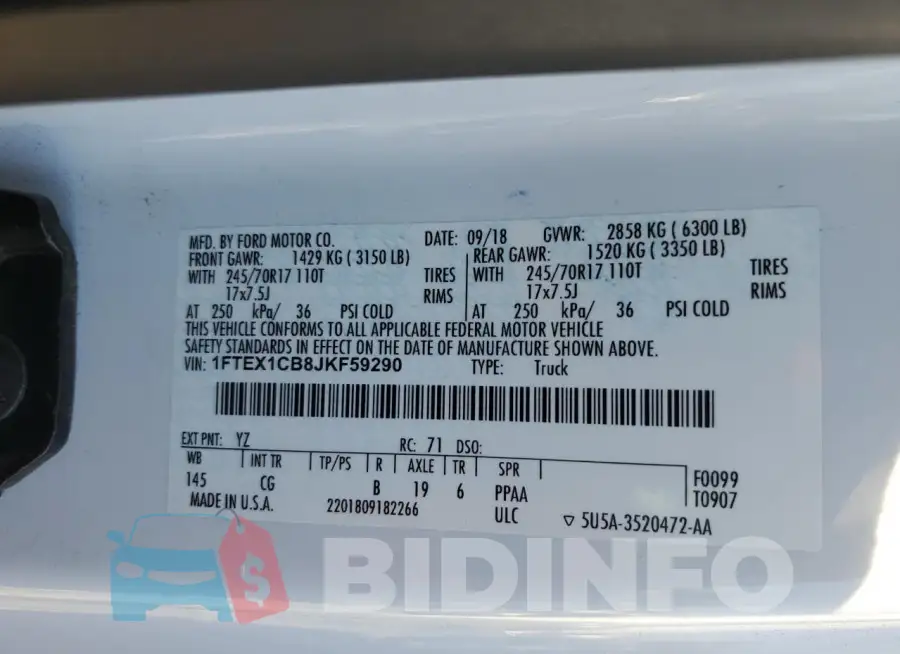 1FTEX1CB8JKF59290 Photo# 12