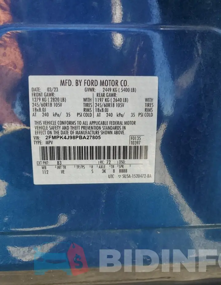 2FMPK4J98PBA27805 Photo# 14