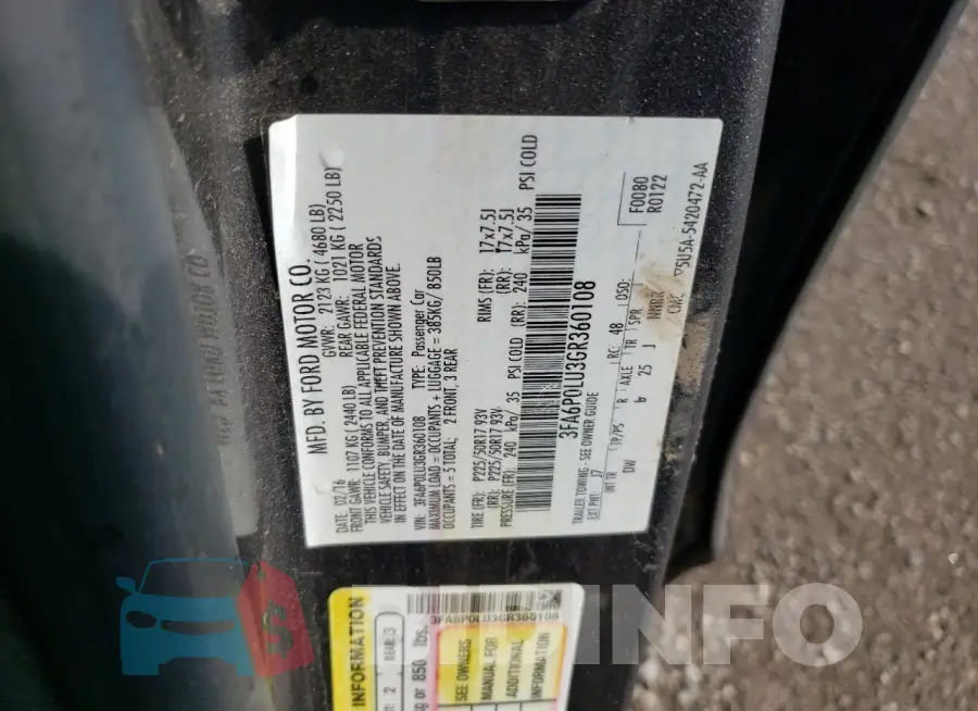 3FA6P0LU3GR360108 Photo# 12