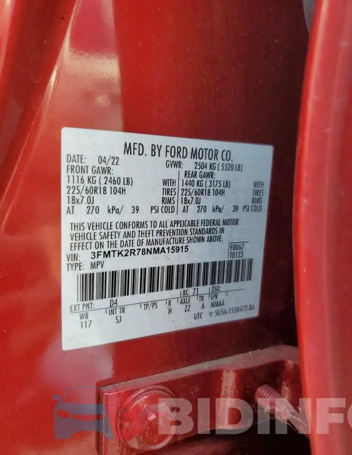 3FMTK2R78NMA15915 Photo# 13