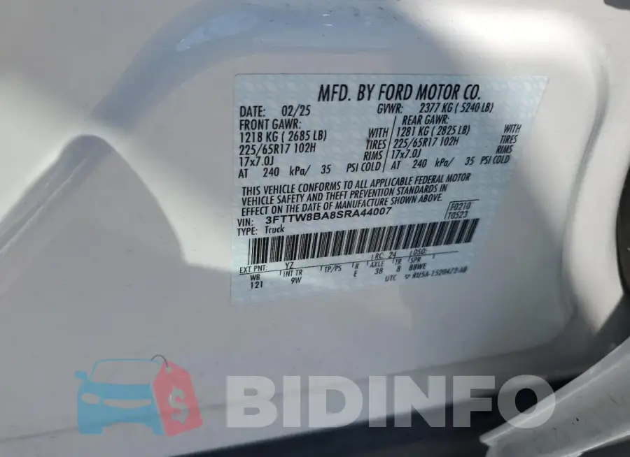 3FTTW8BA8SRA44007 Photo# 12