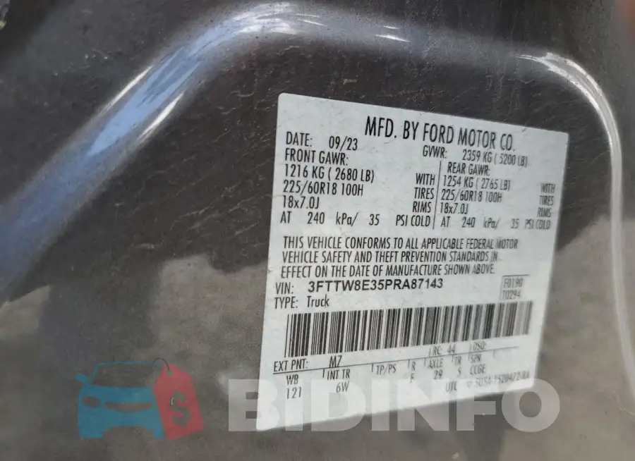3FTTW8E35PRA87143 Photo# 12