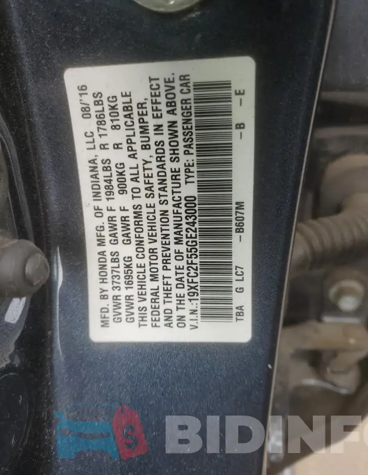 19XFC2F55GE243000 Photo# 13
