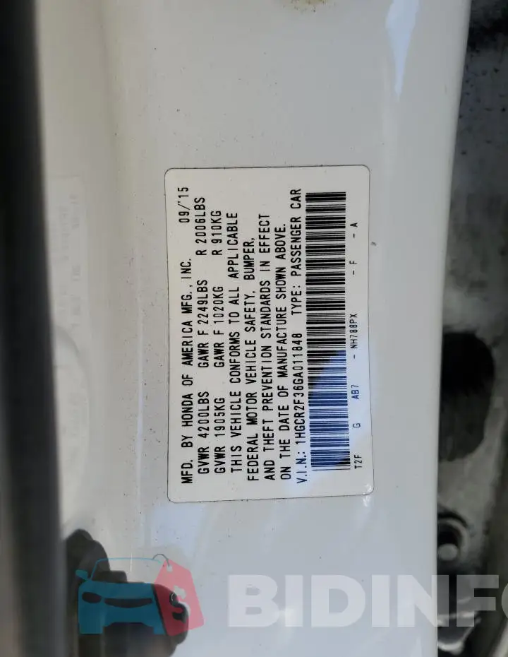 1HGCR2F36GA011848 Photo# 13