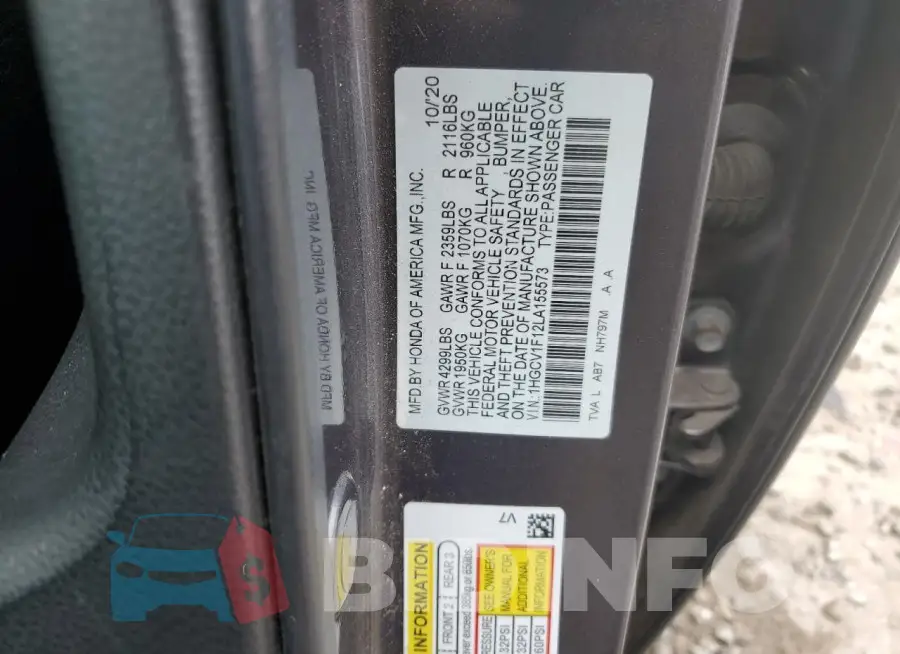 1HGCV1F12LA155573 Photo# 12
