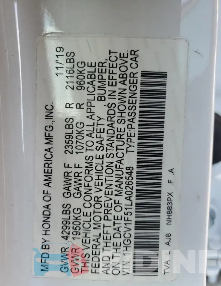 1HGCV1F51LA026548 Photo# 12